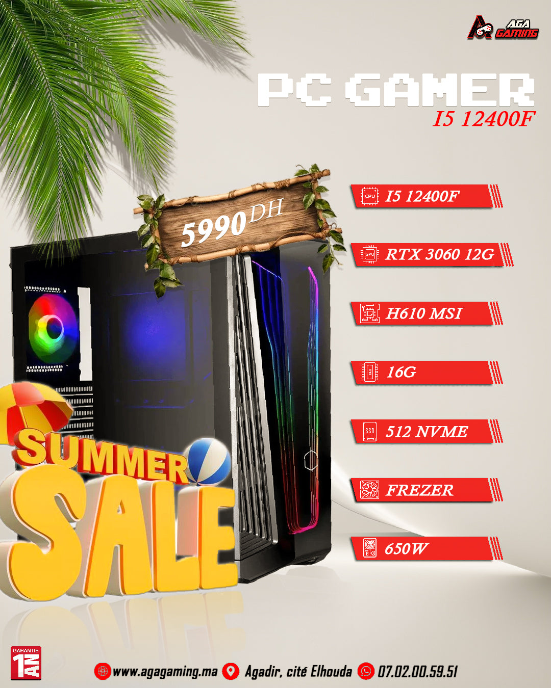 PC gamer i5 12400F - 3060 12G PC gamer i5 12400F - 3060 12G